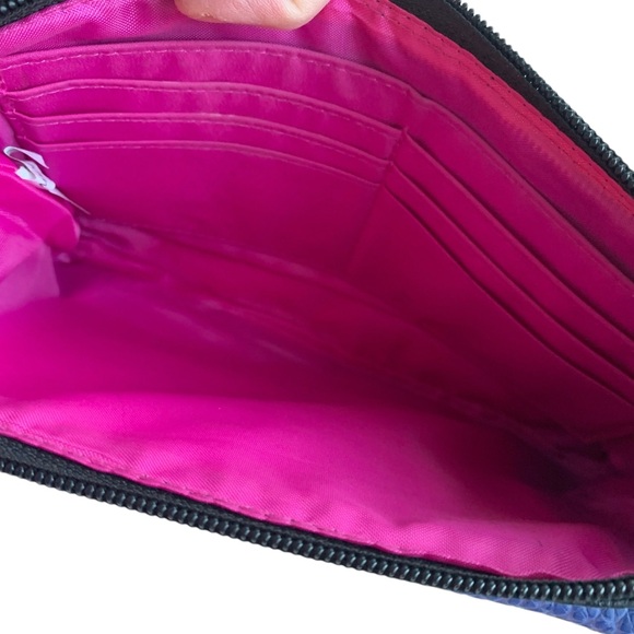 NICOLE MILLER Colorful Wristlet Wallet Purse Tons of Space & Pockets! Black Blue - Picture 7 of 11